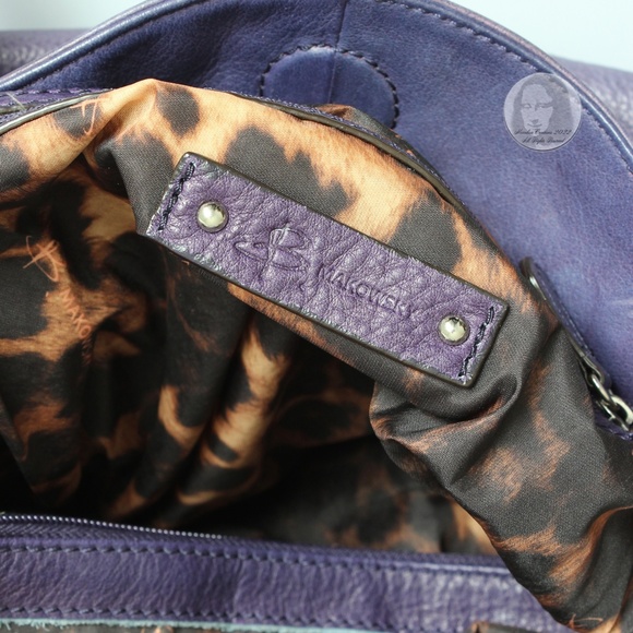 B. Makowsky Hobo Bag Shoulder Bag Purple Pebbled Leather Silver Hardware - Picture 9 of 9